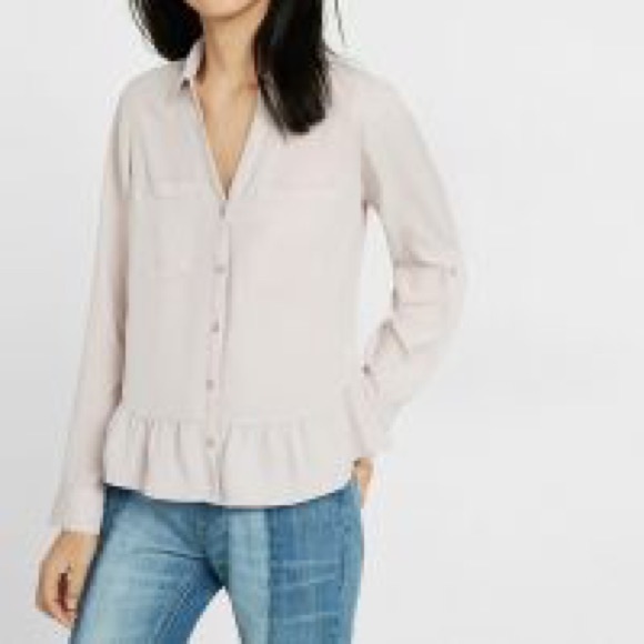 Express Tops - EUC Express Portifino Blouse with Ruffle bottom